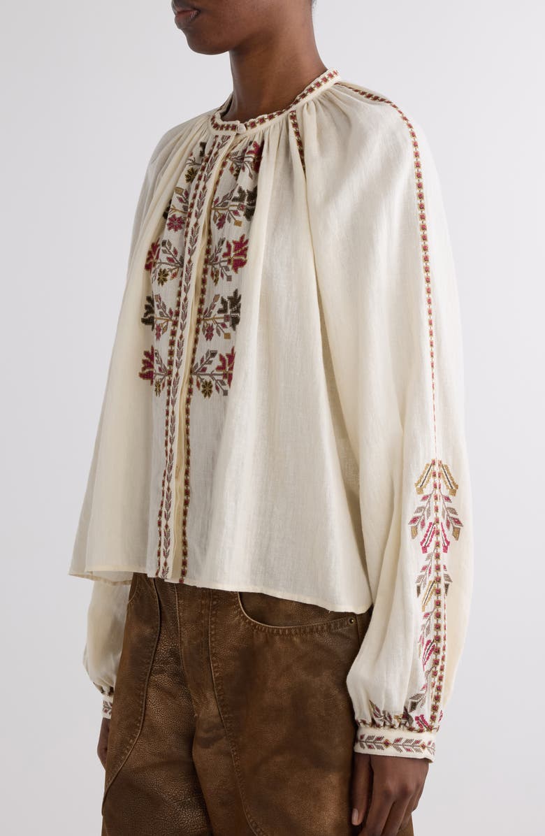 Isabel Marant Étoile Lynne Embroidered Top, Alternate, color, Ecru