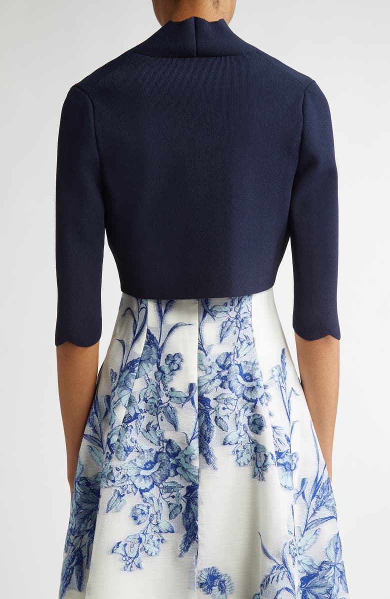 Lela Rose Scallop Trim Bolero, Alternate, color, Navy