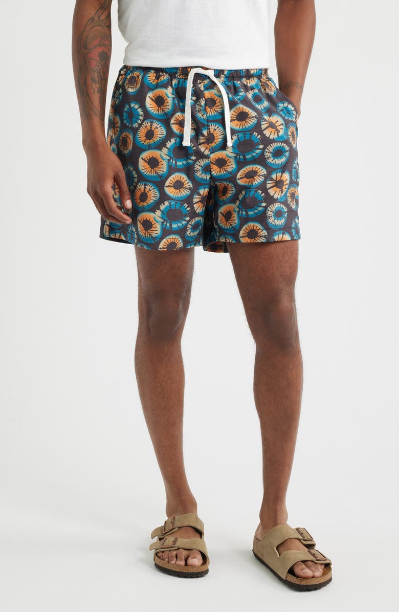 RIZORT Eye Print Drawstring Cotton Blend Shorts, Main, color, Blue