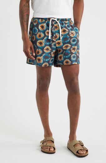 Eye Print Drawstring Cotton Blend Shorts