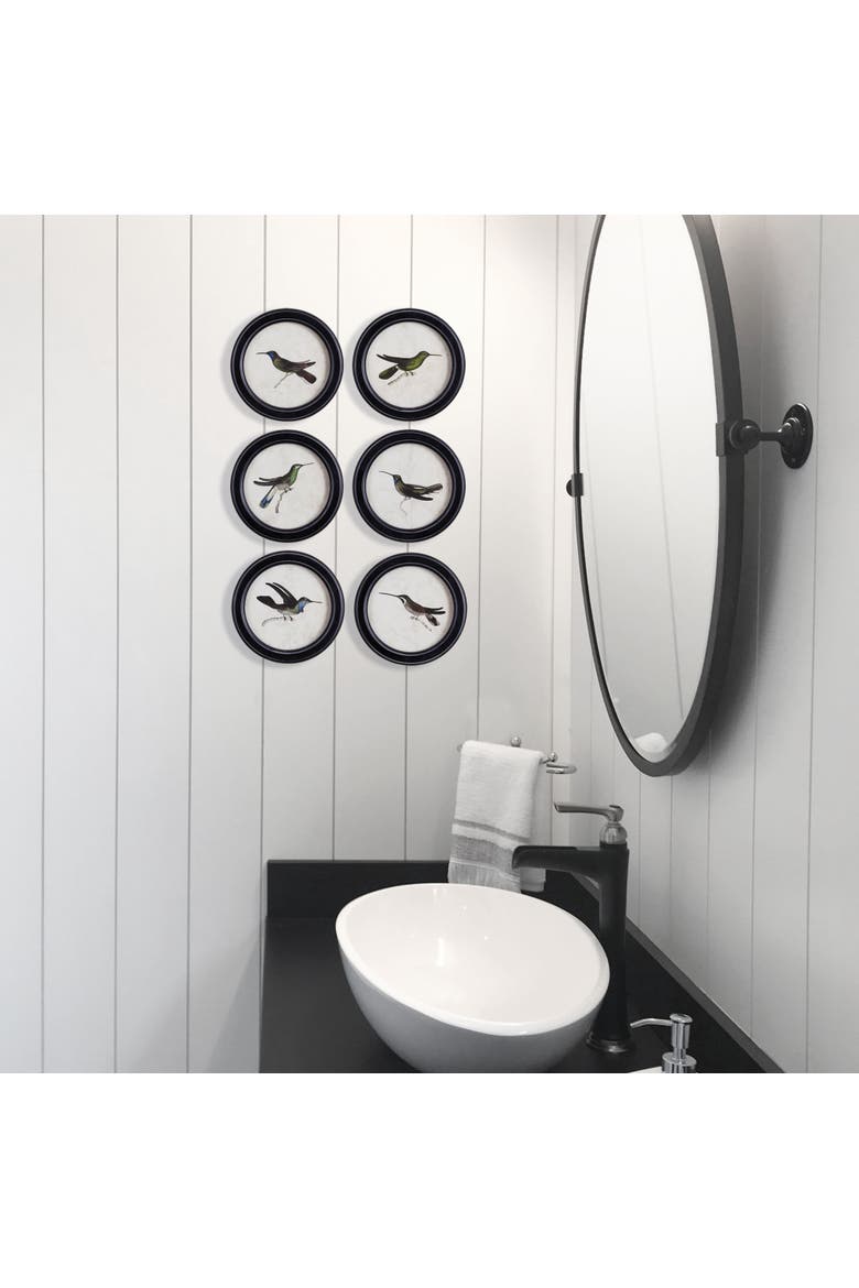 Hummingbird Round Petite Prints Set of 6, Alternate, color, Black