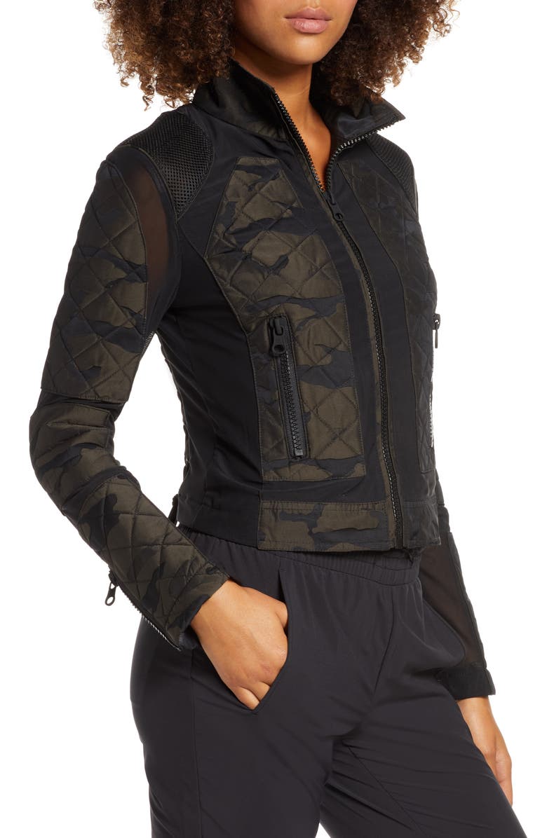Blanc Noir Camo Mesh Moto Jacket, Alternate, color, Camo