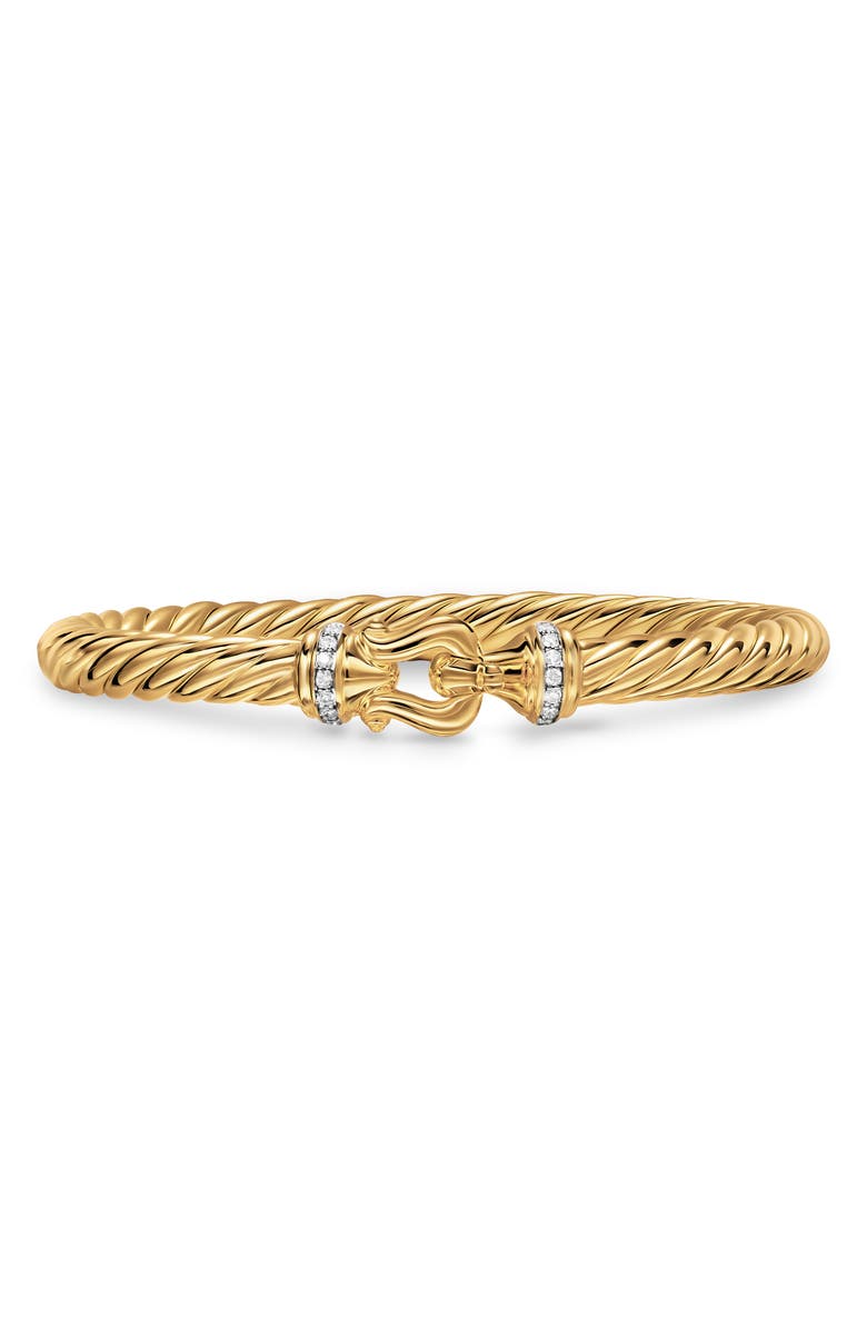 David Yurman Buckle Cablespira<sup>®</sup> Bracelet Bracelet in 18K Yellow Gold with Diamonds, 6mm, Main, color, Gold