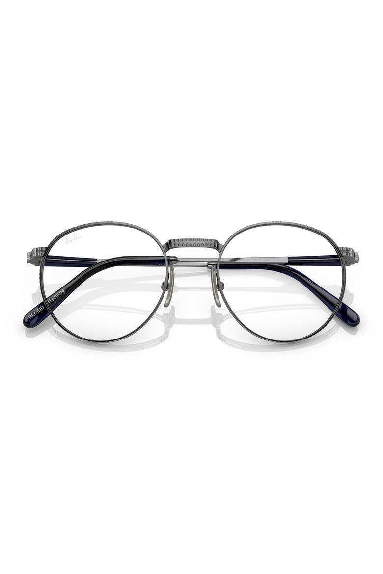 0RX8237V 47mm Small Round Optical Glasses, Alternate, color, GUNMETAL
