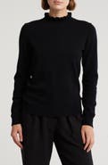 Sofia Cashmere Ruffle Mock Neck Cashmere Sweater
