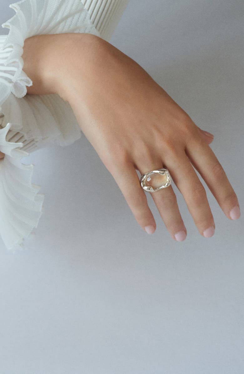 Lady Grey Quartz Cove Ring, Alternate, color, Silver