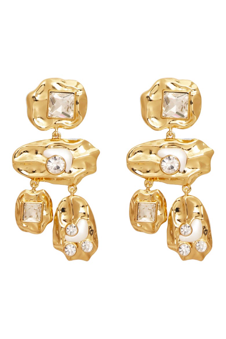 Shore Crystal Drop Earrings, Main, color, GOLD