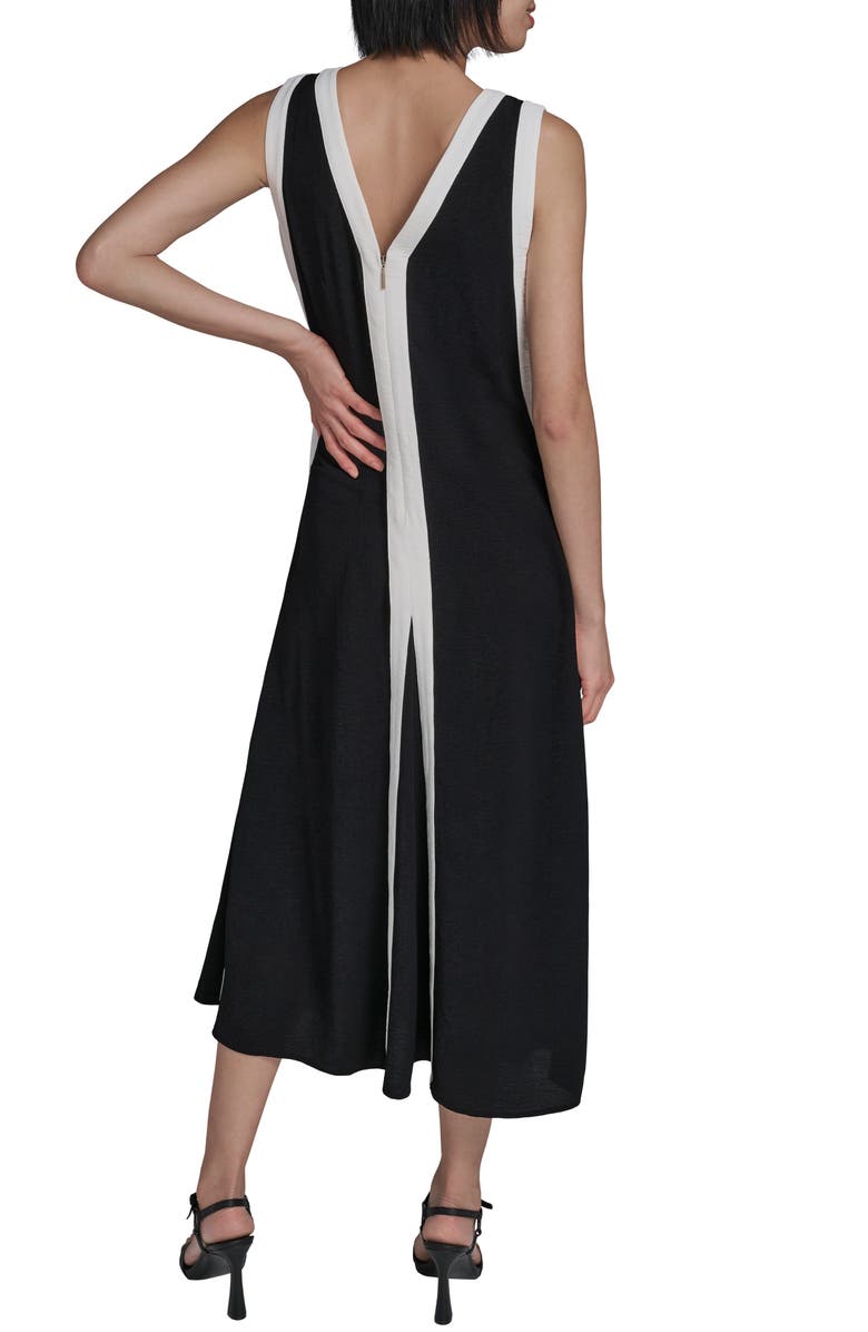 KARL LAGERFELD Aero Wash Colorblock A-Line Dress, Alternate, color, Black Soft White