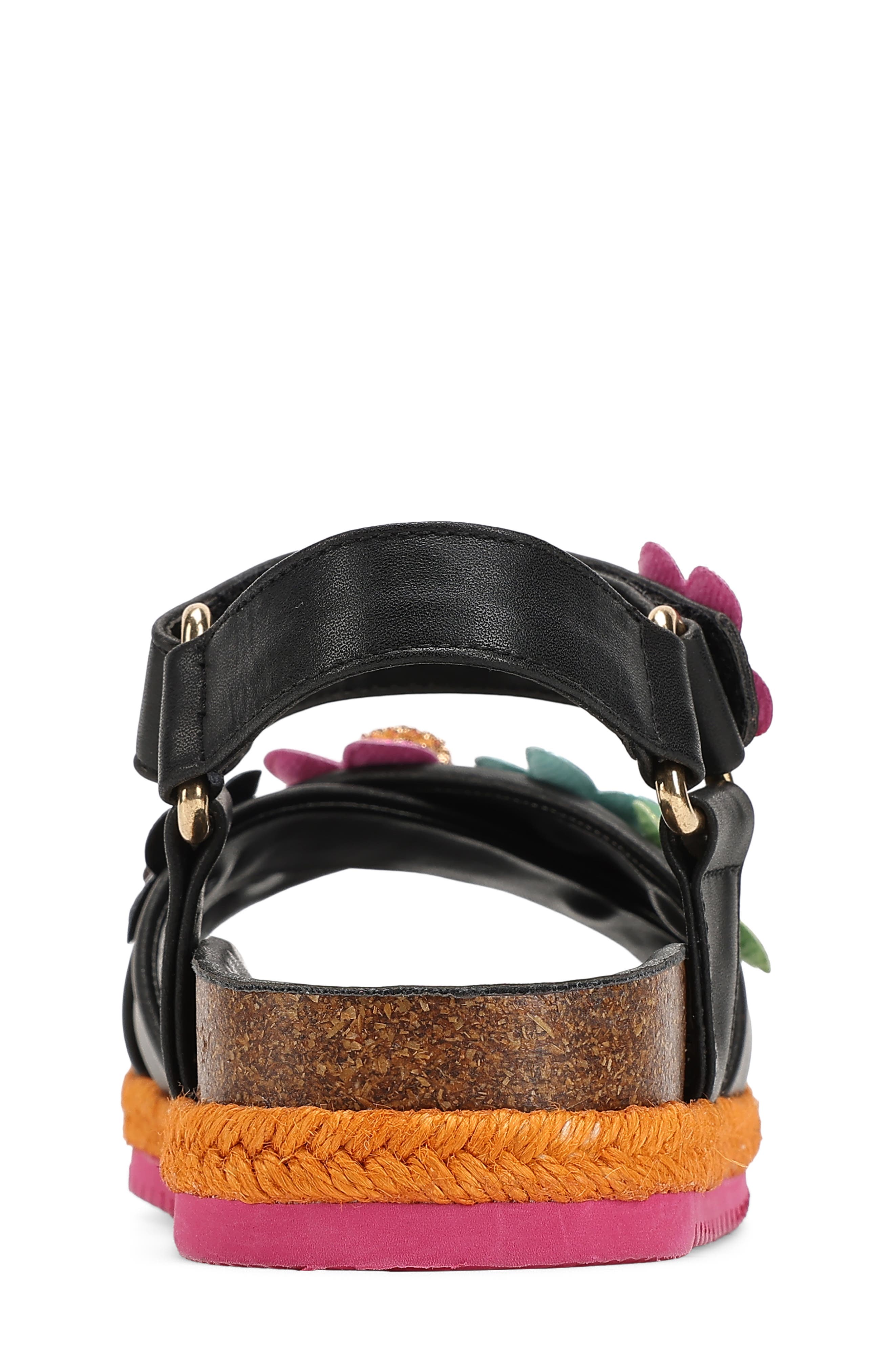 Kurt Geiger London Kids' Mini Kensington Flower Sandal, Alternate, color, Black Multi