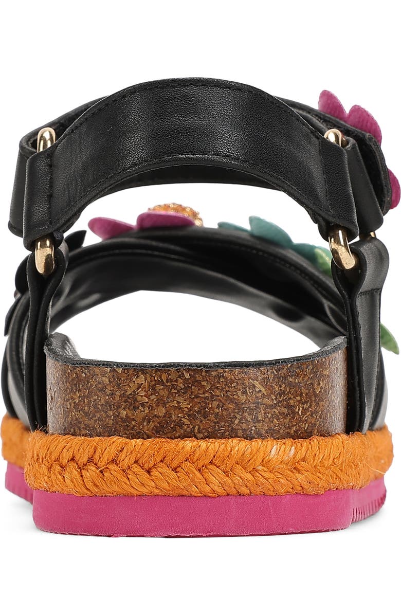 Kurt Geiger London Kids' Mini Kensington Flower Sandal, Alternate, color, Black Multi