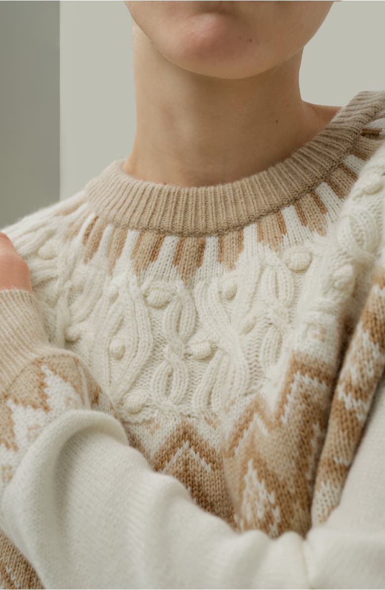 Lilysilk Wool-Cashmere Fair Isle Sweater, Alternate, color,