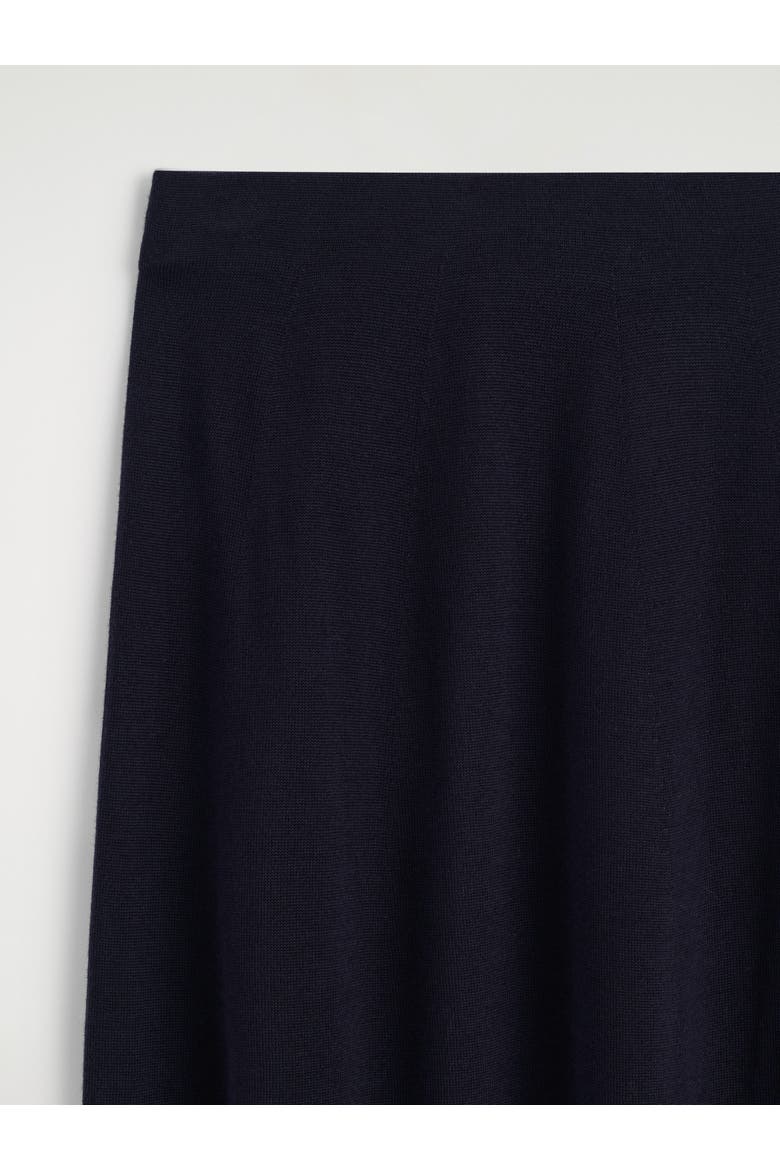 Rounded Merino Wool Midi Skirt, Alternate, color, NAVY
