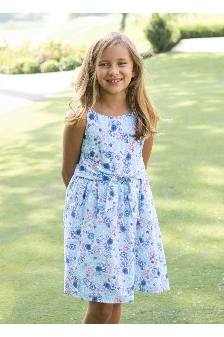 Floral Dress With Front Tie, Alternate, color, Blue / Multicolor