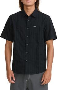 Quiksilver Dobby Stripe Classic Short Sleeve Cotton Button-Up Shirt
