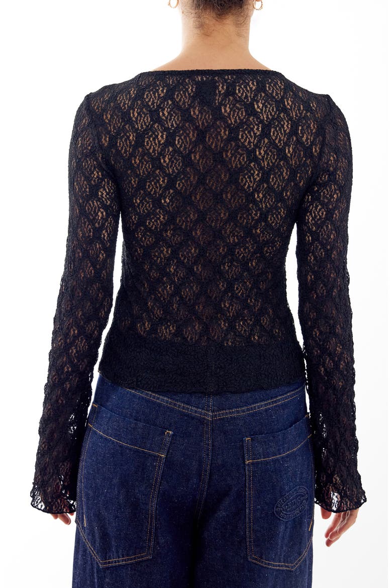 Quinn Tie Front Lace Top, Alternate, color, BLACK