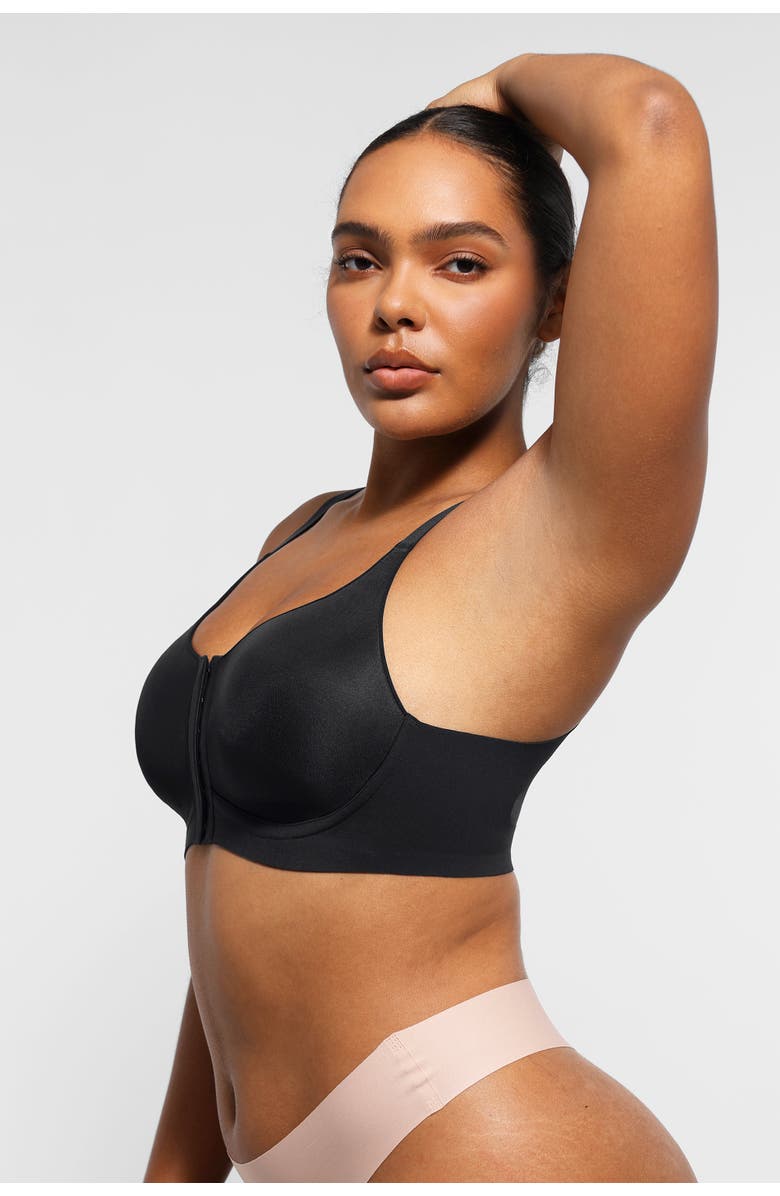 Shapellx Wireless Front-Hook Back Smooth Bra, Alternate, color, Classic Black