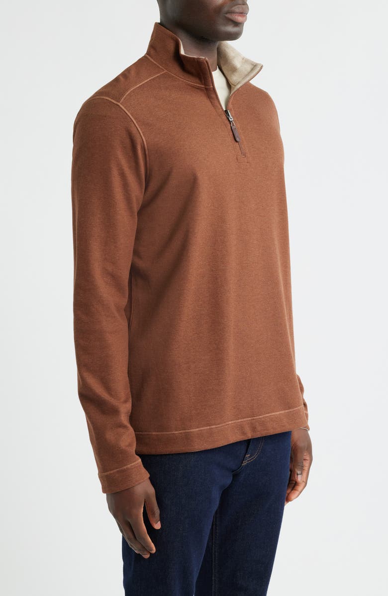 Johnston & Murphy Icon Reversible Quarter Zip, Alternate, color, Rust/ Oatmeal