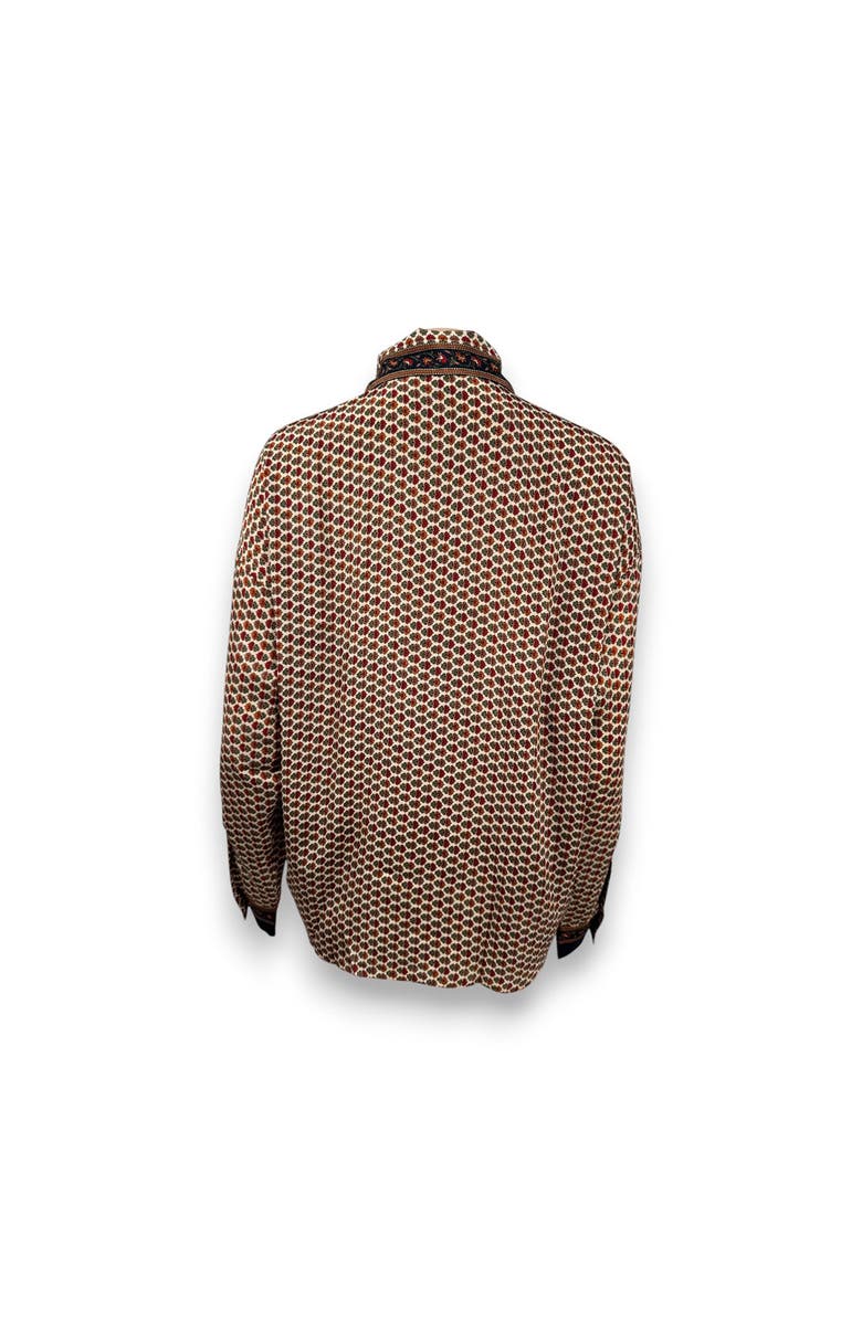 Monzlapur Embossed Botanical Long Sleeve Crepe Shirt, Alternate, color, Copper