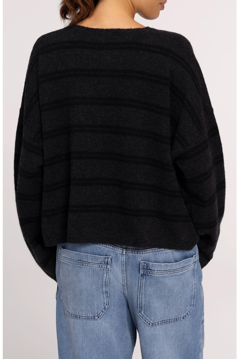 Cozy Knit Boxy Cardigan, Alternate, color, HEATHER BLACK STRIPE