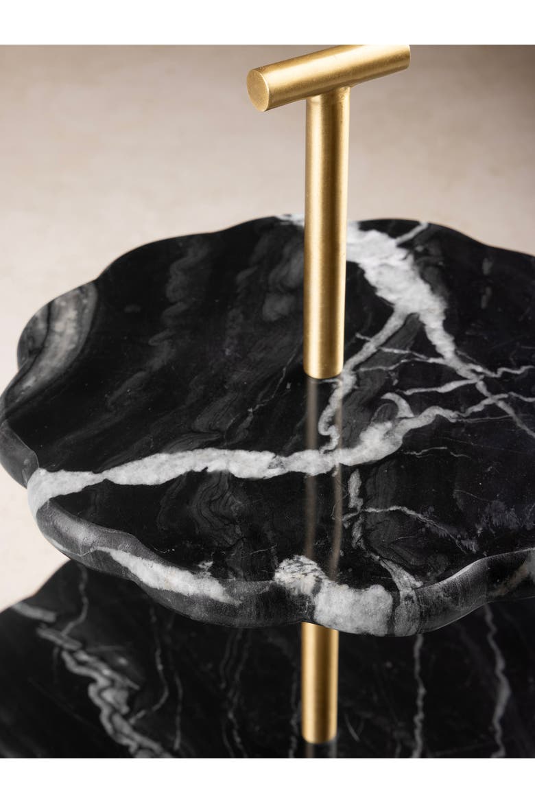Concorde Black Marble Two-Tier Cake Stand, Alternate, color, Black