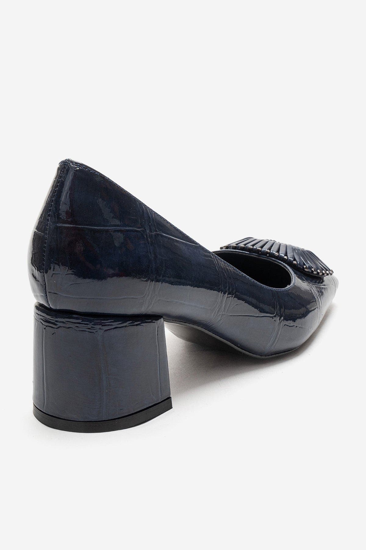 Velora Buckle Square Toe Block Heel Pump, Alternate, color, Navy Print