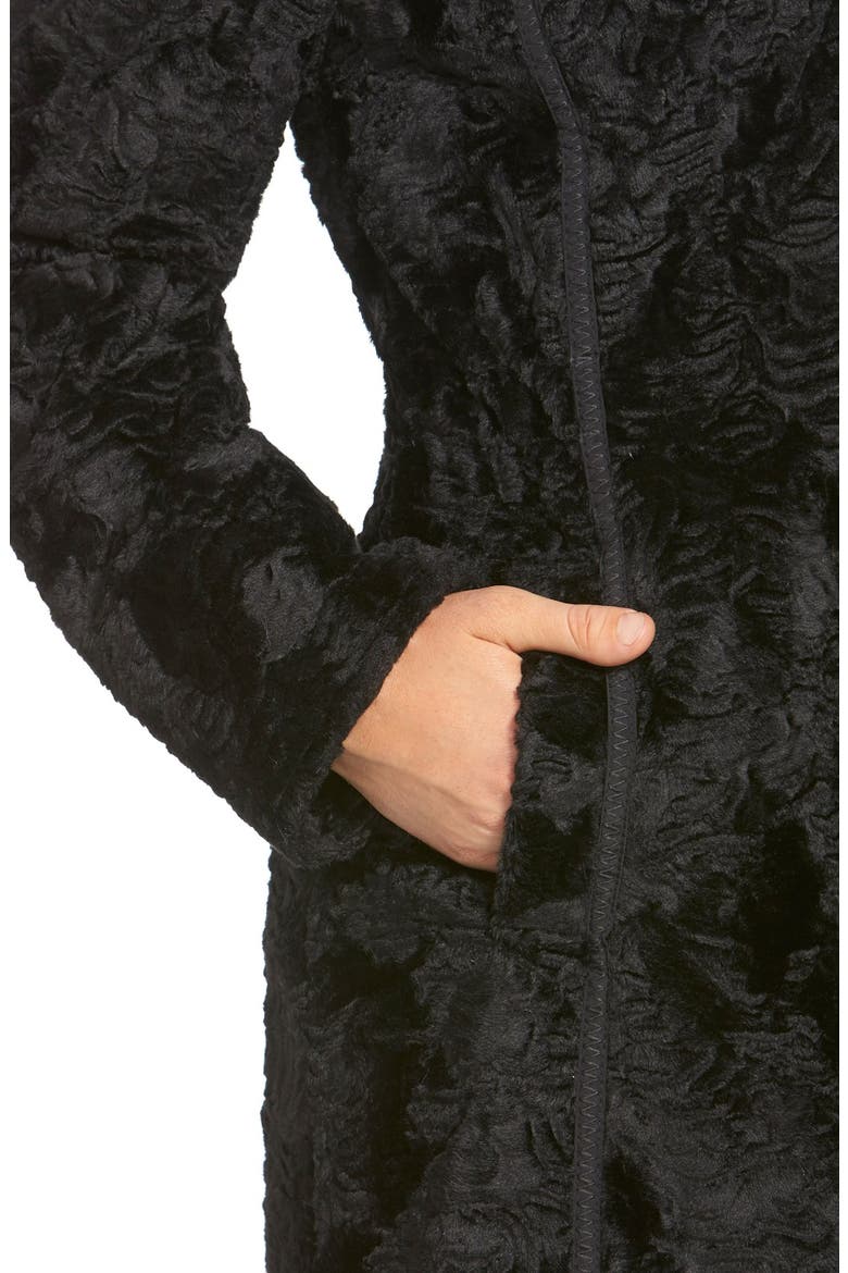 Laundry by Shelli Segal Reversible Faux Persian Lamb Fur Coat, Alternate, color, BLACK