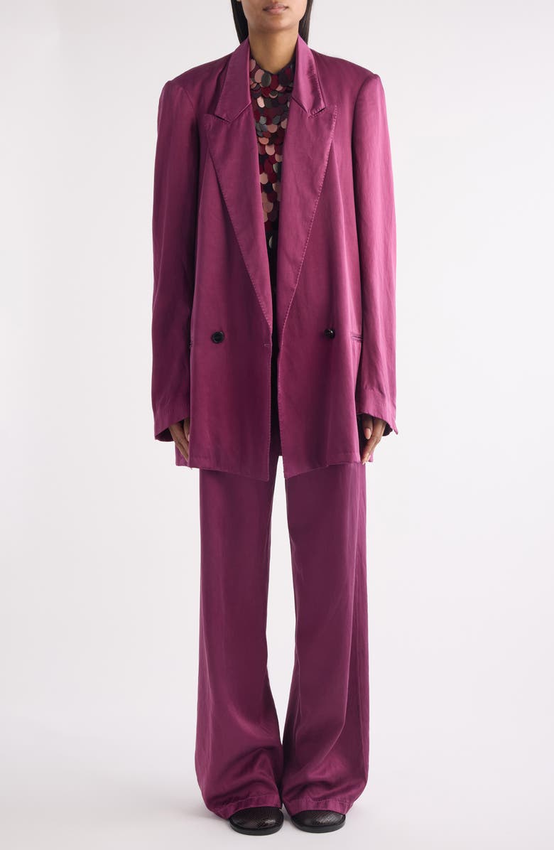 Dries Van Noten Blink Double Breasted Oversize Twill Jacket, Alternate, color, Raspberry