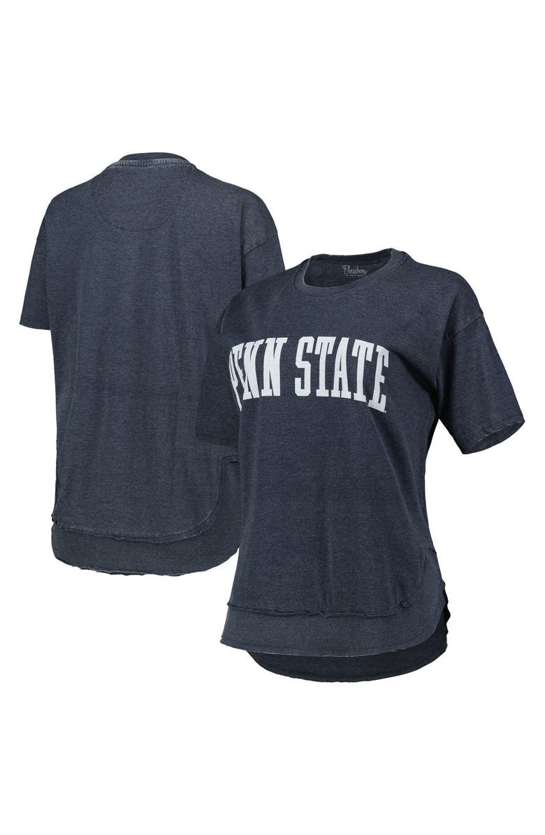 PRESSBOX Women's Pressbox Heathered Navy Penn State Nittany Lions Arch Poncho T-Shirt, Alternate, color, Heather Navy