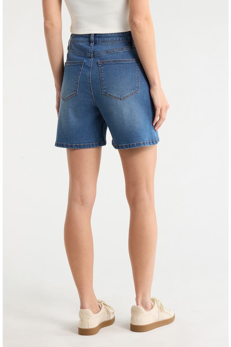 Cross Waist Bermuda Shorts, Alternate, color, MED WASH