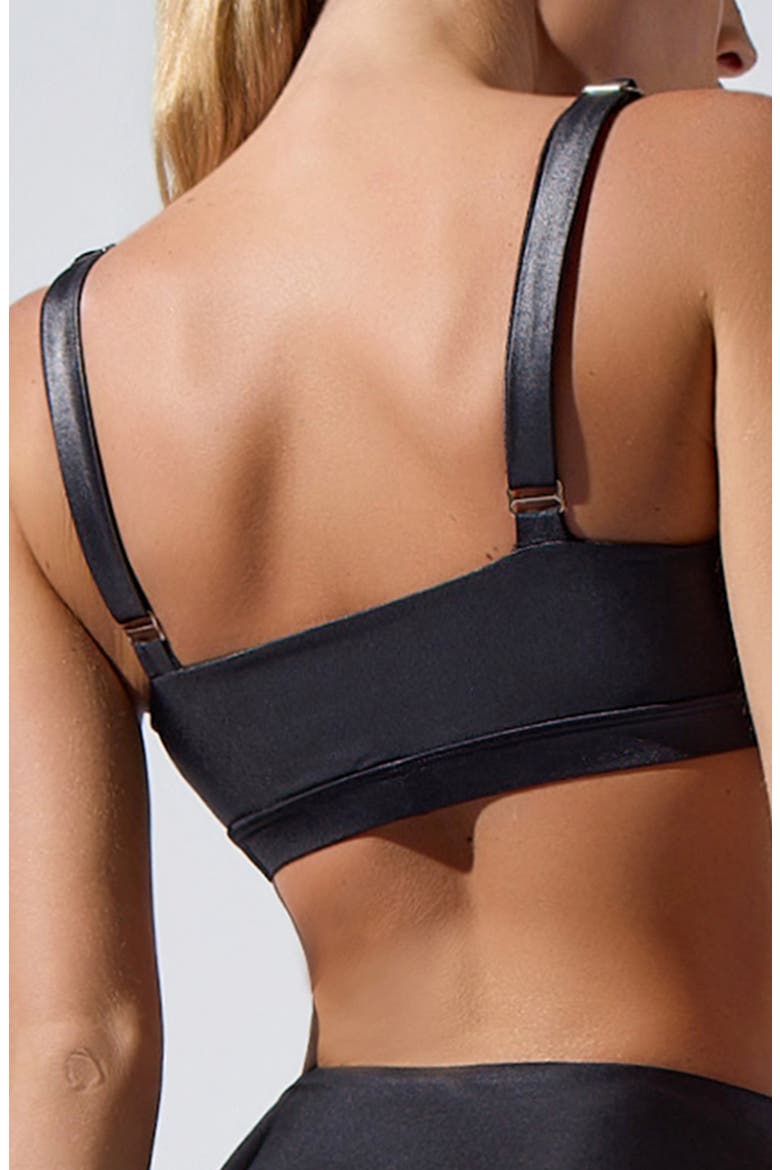 Celine Metallic Sports Bra, Alternate, color, BLACK