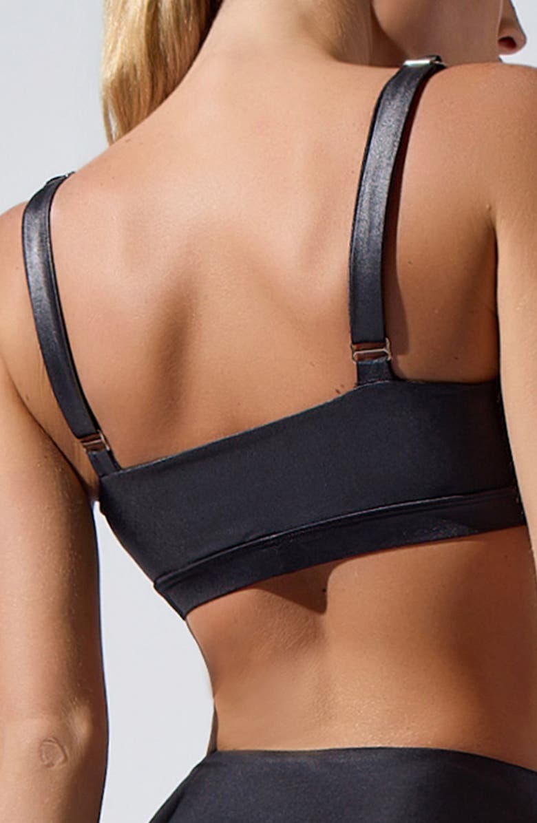 Heroine Sport Celine Metallic Sports Bra, Alternate, color, Black