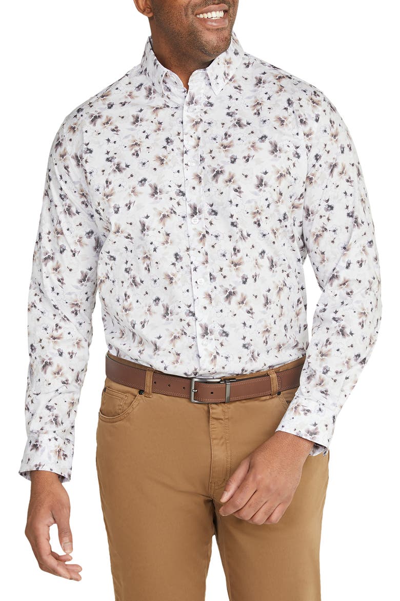 Norton Floral Stretch Button-Up Shirt, Main, color, LILAC