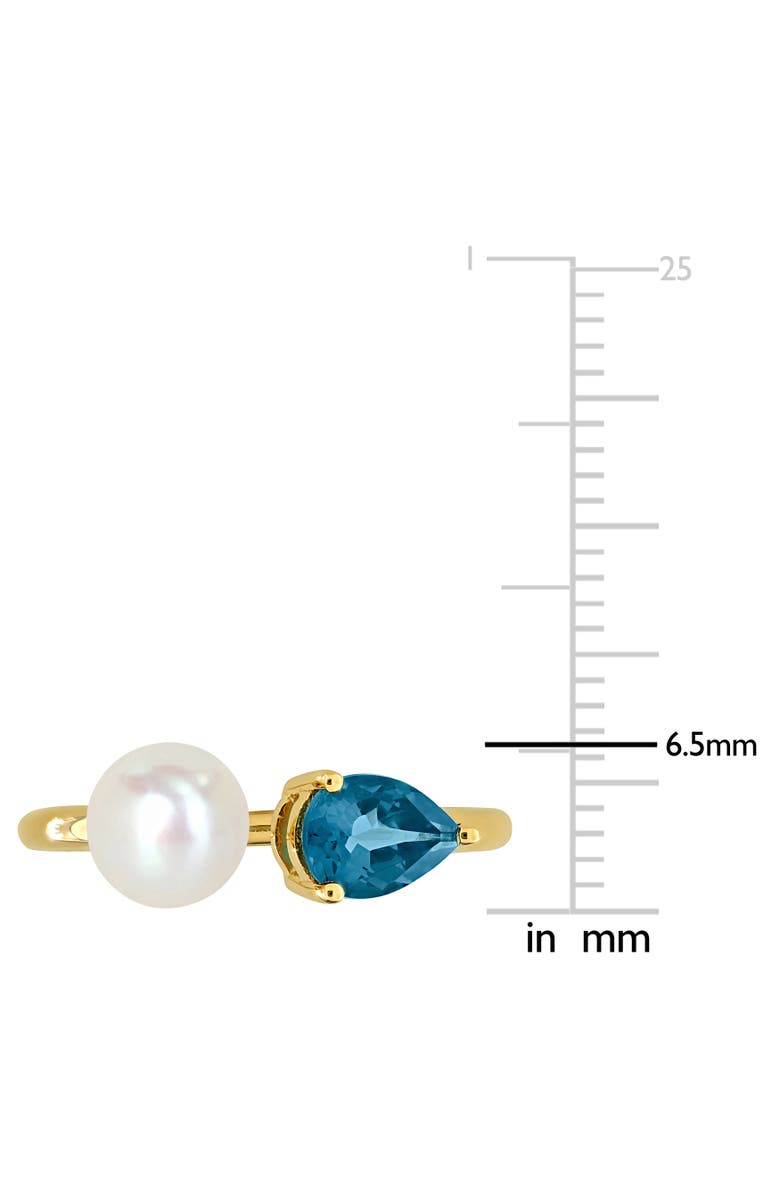 Julianna B. Cultured Pearl & Blue Topaz Open 2-Stone Ring 10k, Alternate, color, Blue Topaz