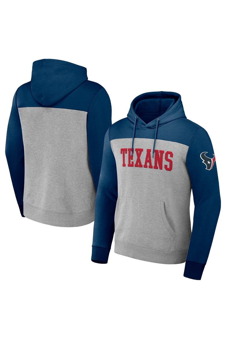 Men's NFL x Darius Rucker Collection by Fanatics Heather Gray Houston Texans Color Blocked Pullover Hoodie, Main, color, Heather Gray