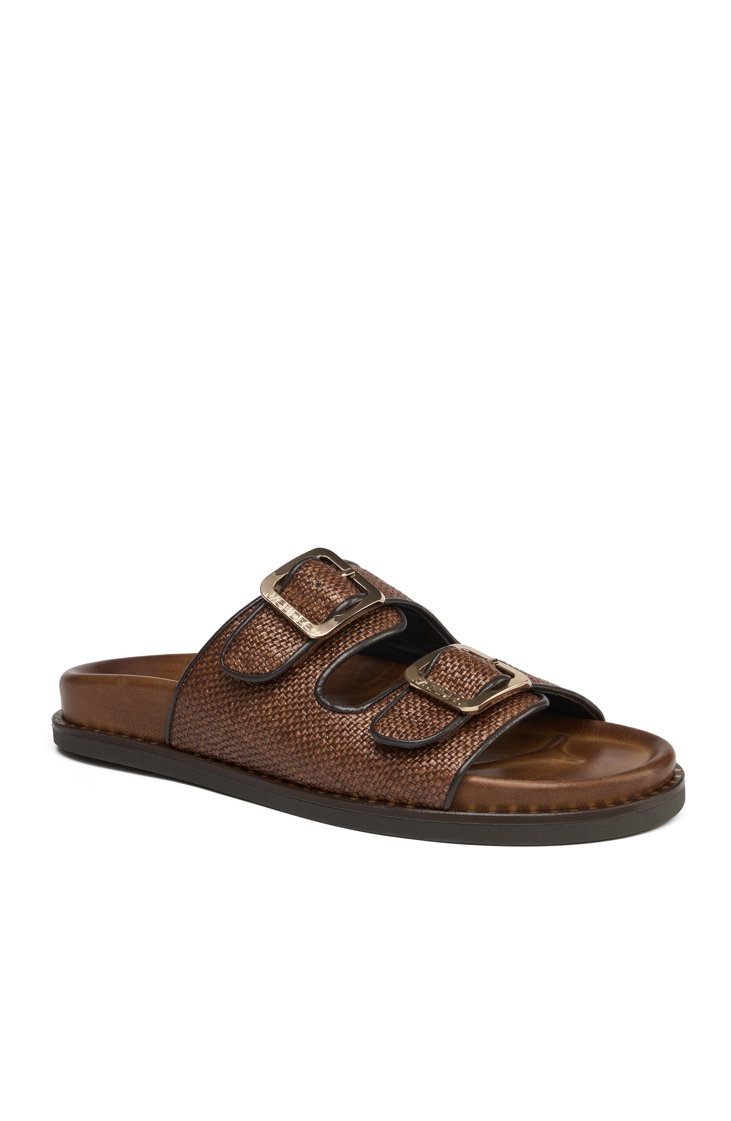 Grace Footwear Kimolos Woven Slide Sandal, Main, color, Brown