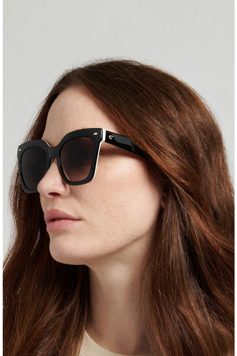 52mm Gradient Rectangular Sunglasses, Alternate, color, BLACK/ WHITE/ BROWN SF