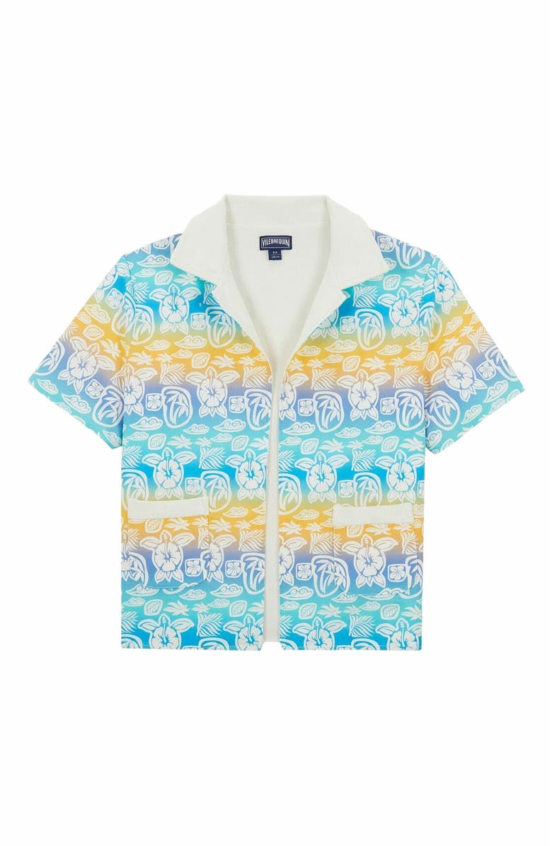 Vilebrequin Kids' Tahiti Turtles Cotton Bowling Shirt, Main, color, Blanc