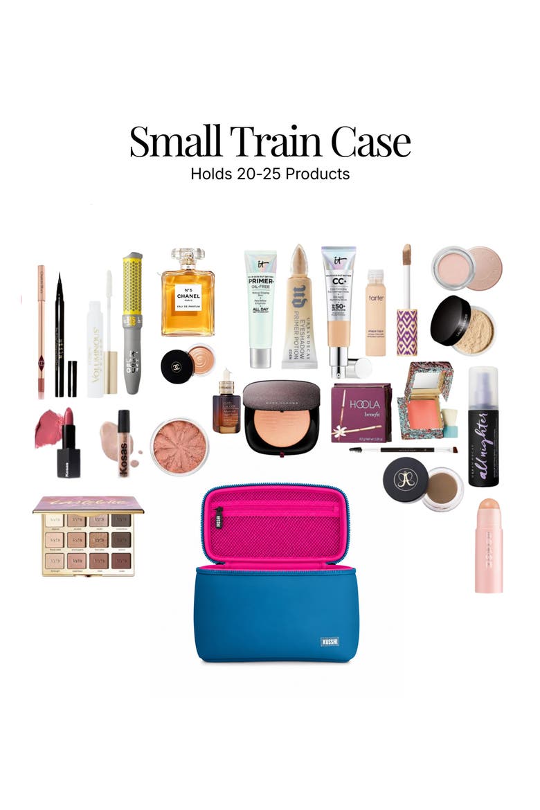 Small Neoprene Train Case, Alternate, color, MAUVE/STONE