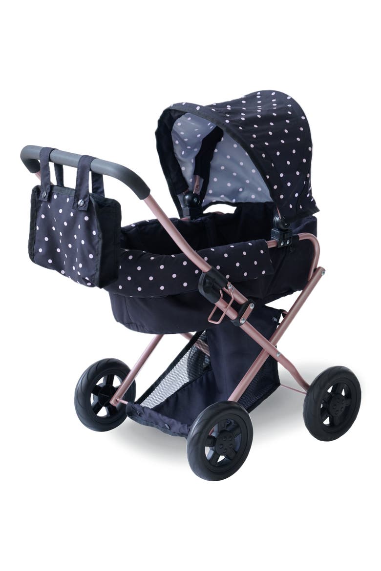 Olivia's Little World Polka Dot Convertible Baby Doll Stroller, Main, color, BLACK