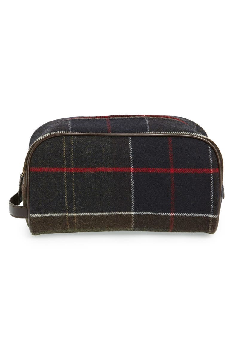 Tartan Dopp Kit, Alternate, color, OLIVE/ BLUE/ RED
