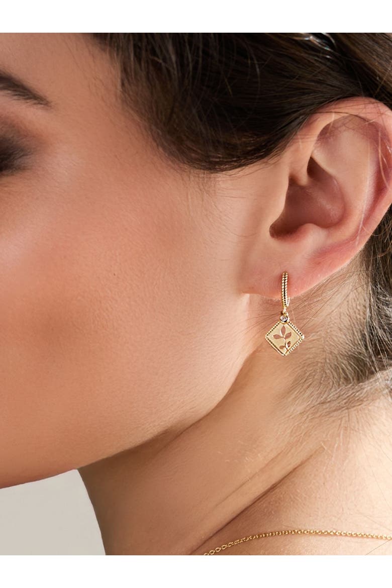 Olive Leaf Hoop Earrings, Alternate, color, 18k Gold Plated