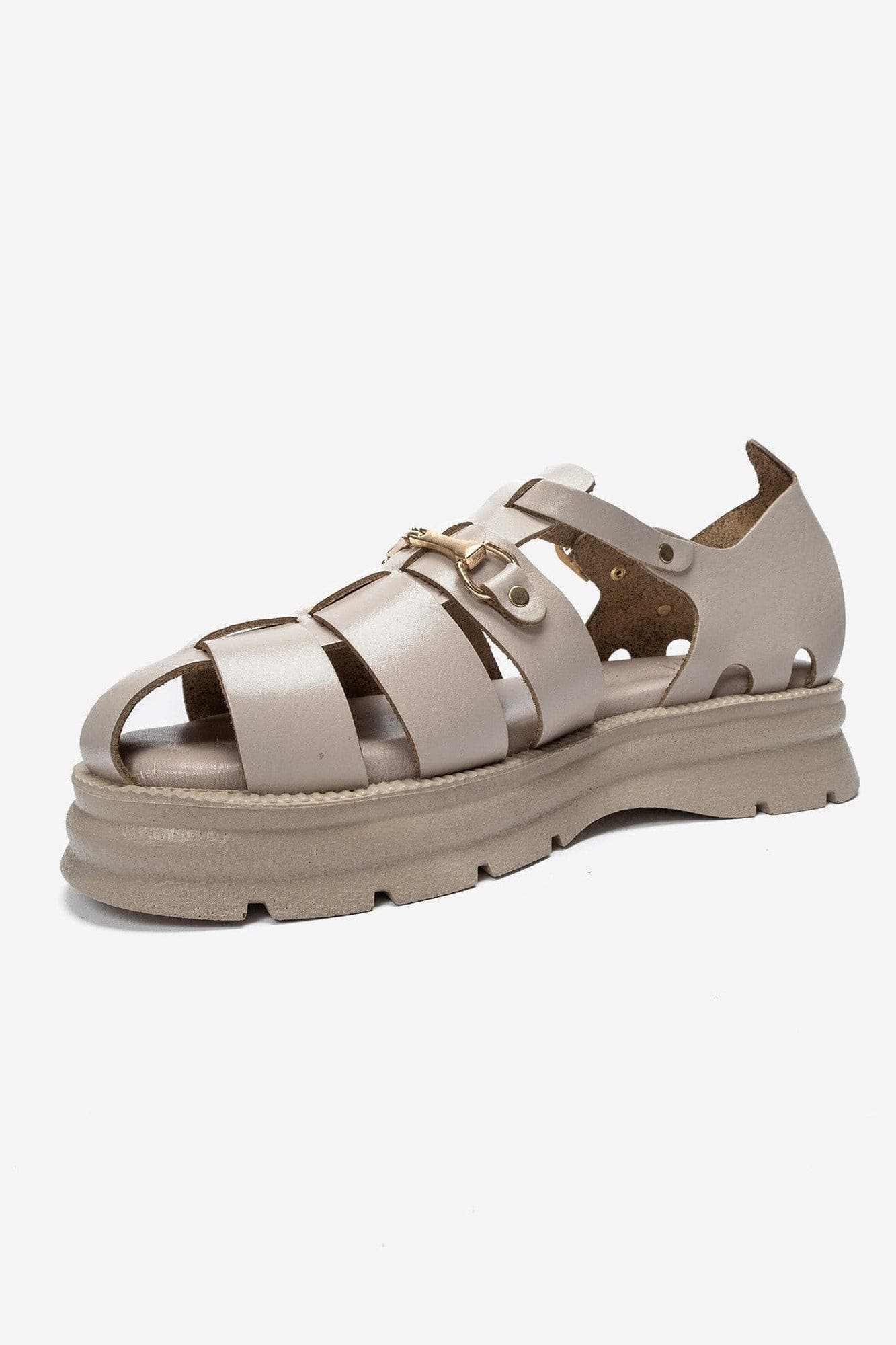 Riela Leather Buckle Sandal, Alternate, color, Cream