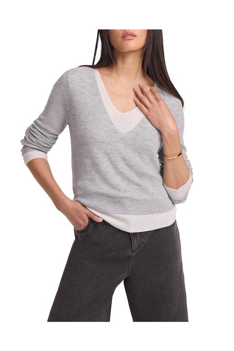 Layered Detail Knit Top, Alternate, color, Grey
