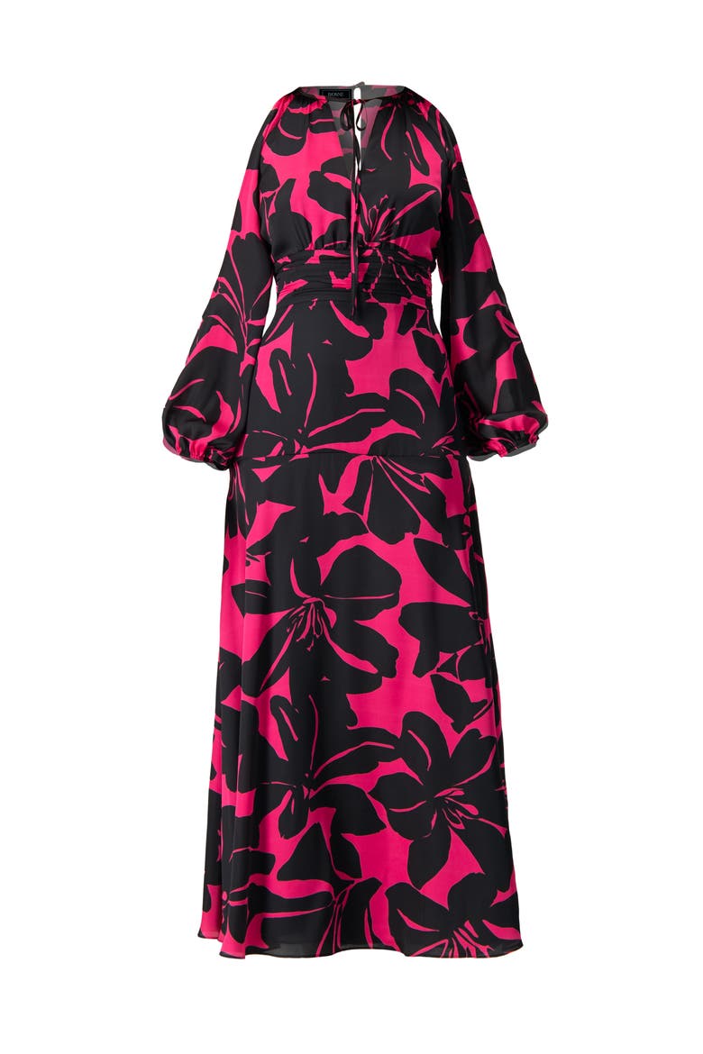 Off-Shoulder Long Sleeve Maxi Dress, Alternate, color, Fuchsia