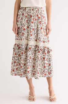 Melrose and Market Ruffle Lace Inset Maxi Skirt