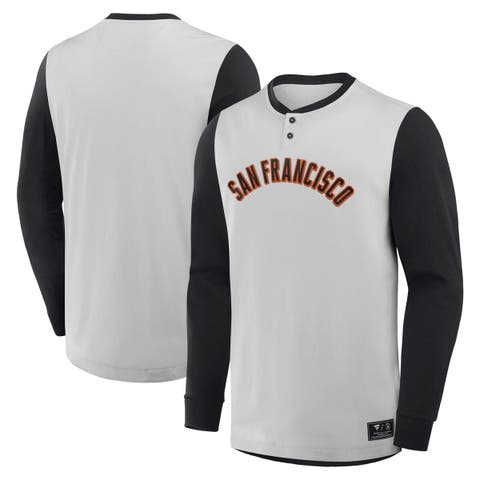 Men's Fanatics Gray/Black San Francisco Giants Clubhouse Long Sleeve Henley Shirt