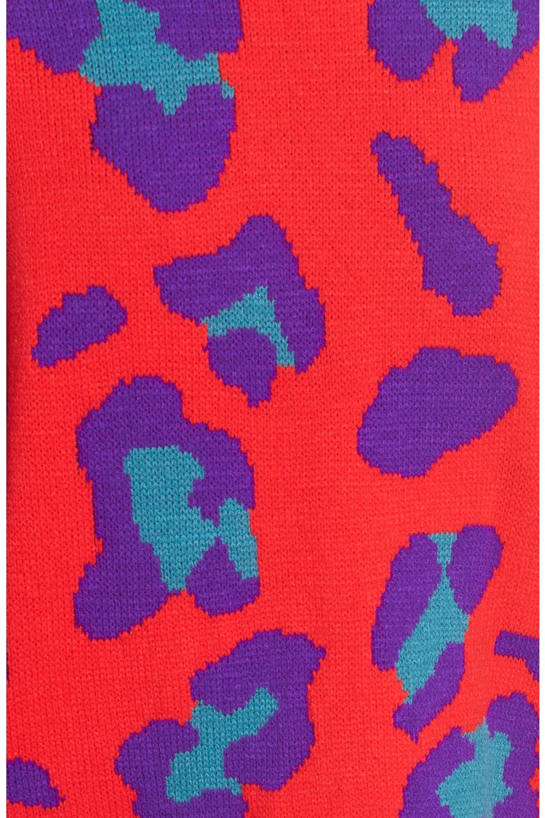 Leopard Intarsia Sweater, Alternate, color, RED