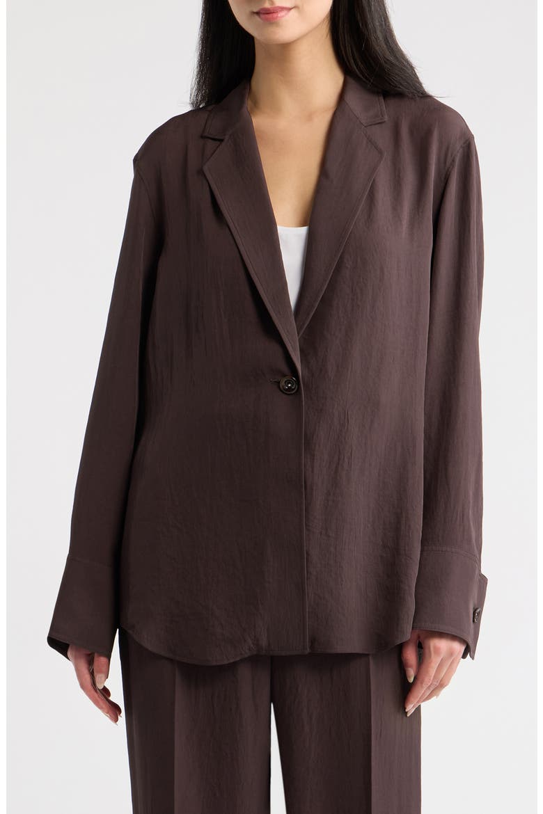 Washed Twill One-Button Blazer Shirt, Main, color, DARK BROWN - D1S