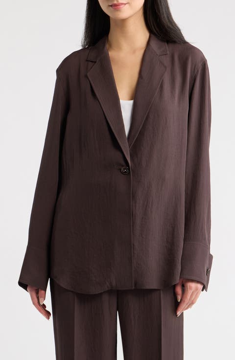 Washed Twill One-Button Blazer Shirt