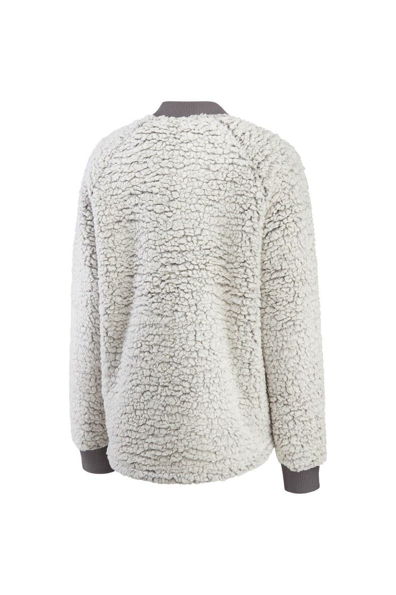 Women's WEAR by Erin Andrews Charcoal Washington Commanders Sherpa Raglan Full-Snap Jacket, Alternate, color, Charcoal